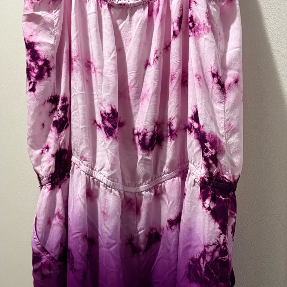 Purple Tie-Dye Spaghetti Strap shorts suit w pockets - Picture 4 of 4
